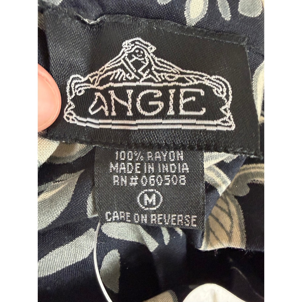 NEW Angie Dress Womens Black White Damask Medallion Raglan Sleeve Mini M Boho - Picture 6 of 11